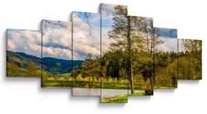 Obraz loďky u jezera (210x100 cm)