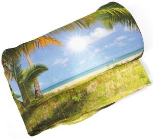 IMPAR Fleecová deka Palmy na pláži 150x120 cm (Rozměr : 200 x 140 cm)