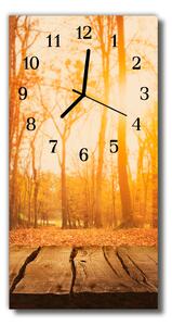 Skleněné hodiny vertikální Hnědý lesní les 30x60 cm
