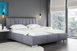Elegantní postel Malone s vysokým čelem a úložným prostorem šedá 160 x 200