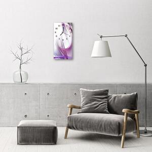 Skleněné hodiny vertikální Umění fialová abstrakce 30x60 cm