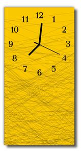 Skleněné hodiny vertikální  Uměle žluté čáry 30x60 cm