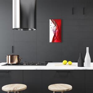 Skleněné hodiny vertikální Kuchyňská abstrakce červená 30x60 cm