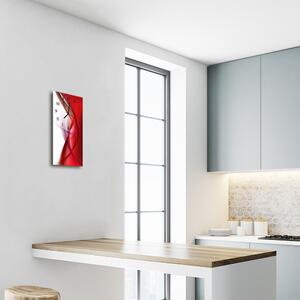 Skleněné hodiny vertikální Kuchyňská abstrakce červená 30x60 cm