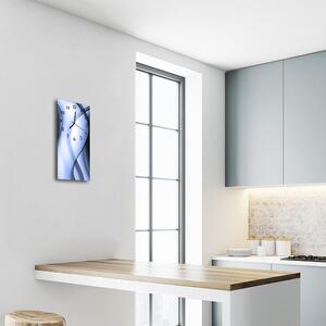 Skleněné hodiny vertikální Umění abstrakce modrá 30x60 cm