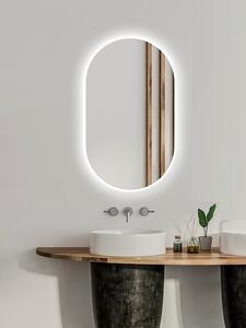 Zrcadlo ovál 100 x 50 cm s LED podsvícením na chodbu do předsíně nástěnné do koupelny na zeď 411-460