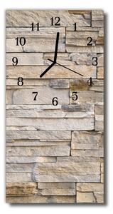 Skleněné hodiny vertikální Kamenná zeď béžová 30x60 cm