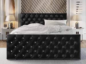 Manželská postel 140 cm Quintin (černá) (s roštem a úložným prostorem). 1047125