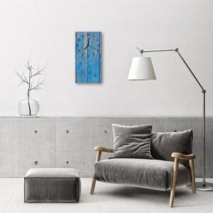 Skleněné hodiny vertikální Dřevo namalované modře 30x60 cm
