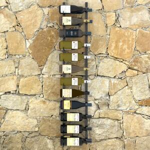 Nástěnný stojan na víno na 24 lahví černý železný