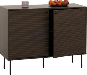 Příborník HWC-N78, komoda skříňka příborník, skandinávský styl kov dřevo melamin MVG 86x110x40cm tmavě hnědá