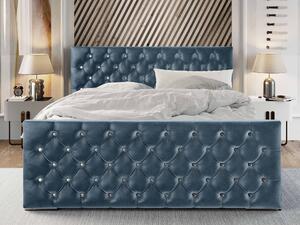 Manželská postel 140 cm Quintin (modrá) (s roštem a úložným prostorem). 1047128
