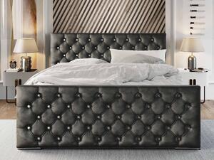 Manželská postel 140 cm Quintin (tmavě šedá) (s roštem a úložným prostorem). 1047127