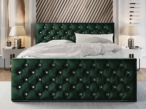 Manželská postel 180 cm Quintin (tmavě zelená) (s roštem a úložným prostorem). 1047149