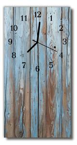 Skleněné hodiny vertikální  Modré barevné dřevo 30x60 cm