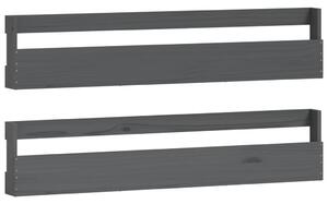 Nástěnné botníky 2 ks šedé 110x9x23 cm masivní akáciové dřevo