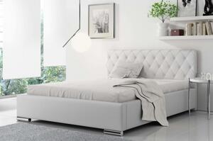 Čalouněná manželská postel Piero 180x200, bílá eko kůže