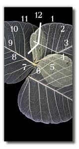 Skleněné hodiny vertikální Příroda, listy, šedá rostlina 30x60 cm