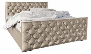 Manželská postel 140 cm Quintin (béžová) (s roštem a úložným prostorem). 1047133