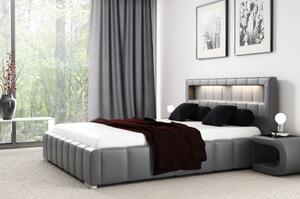 Manželská postel Fekri 160x200, šedá eko kůže