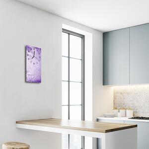 Skleněné hodiny vertikální Art abstrakce umělecká díla fialová 30x60 cm