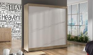 Prostorná šatní skříň BULAN X, dub sonoma s bílými dveřmi