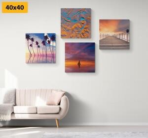 Set obrazů mořská krajina v nádherných barvách - 4x 40x40 cm