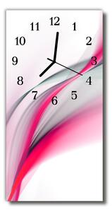 Skleněné hodiny vertikální  Umělecká abstraktní růžová 30x60 cm