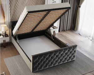 Manželská postel 140 cm Velva (tmavě šedá) (s roštem a úložným prostorem). 1047166