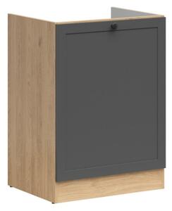 Kuchyňská skříňka Junona dřezová 60 cm, pravá, dub bernstein/grafit