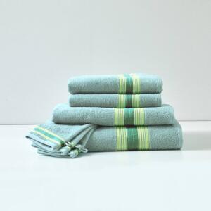 Sada koupelnového textilu s pruhy, buklé froté 420g/m2 zelená mořská 2 ručníky 50x100 cm