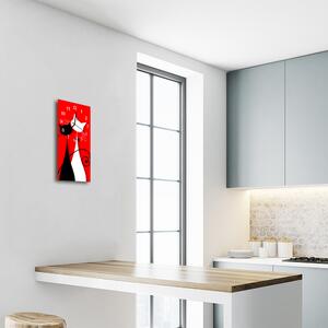 Skleněné hodiny vertikální  Zvířata, červené kočky 30x60 cm
