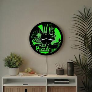Hodiny s LED podsvícením Pizza