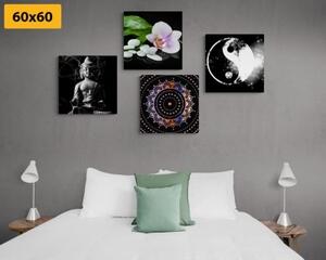 Set obrazů Feng Shui na černém pozadí - 4x 40x40 cm