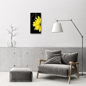 Skleněné hodiny vertikální  Květiny, příroda, žluté okvětní lístky 30x60 cm