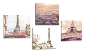 Set obrazů Eiffelova věž v Paříži - 4x 40x40 cm