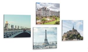 Set obrazů okouzlující Francie - 4x 40x40 cm