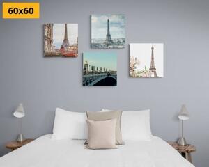 Set obrazů Eiffelova věž - 4x 40x40 cm