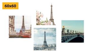 Set obrazů Eiffelova věž - 4x 40x40 cm