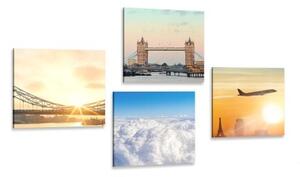 Set obrazů cesta do Londýna - 4x 40x40 cm