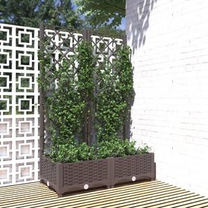 Zahradní truhlík s treláží hnědý 80 x 40 x 121,5 cm PP