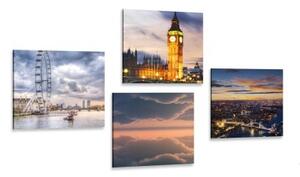 Set obrazů noční romantický Londýn - 4x 40x40 cm