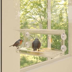 Okenní krmítka pro ptáky 2 ks akryl 30 x 12 x 15 cm