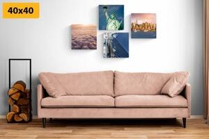 Set obrazů New York v jedinečných barvách - 4x 40x40 cm