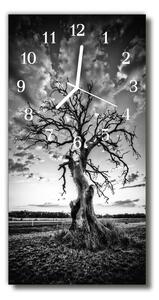 Skleněné hodiny vertikální  Nature Tree Černá a bílá 30x60 cm
