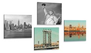 Set obrazů zajímavá kombinace města New York - 4x 40x40 cm
