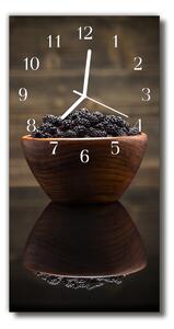 Skleněné hodiny vertikální Ostružiny kuchyně barevné ovoce 30x60 cm