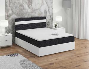Boxspringová postel SISI 180x200, černá + bílá eko kůže