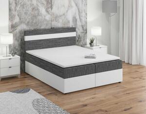 Boxspringová postel 160x200 SISI, šedá + bílá eko kůže