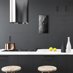 Skleněné hodiny vertikální  Kuchyně Černá grafika 30x60 cm